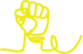 握りこぶしを突き上げているイラスト